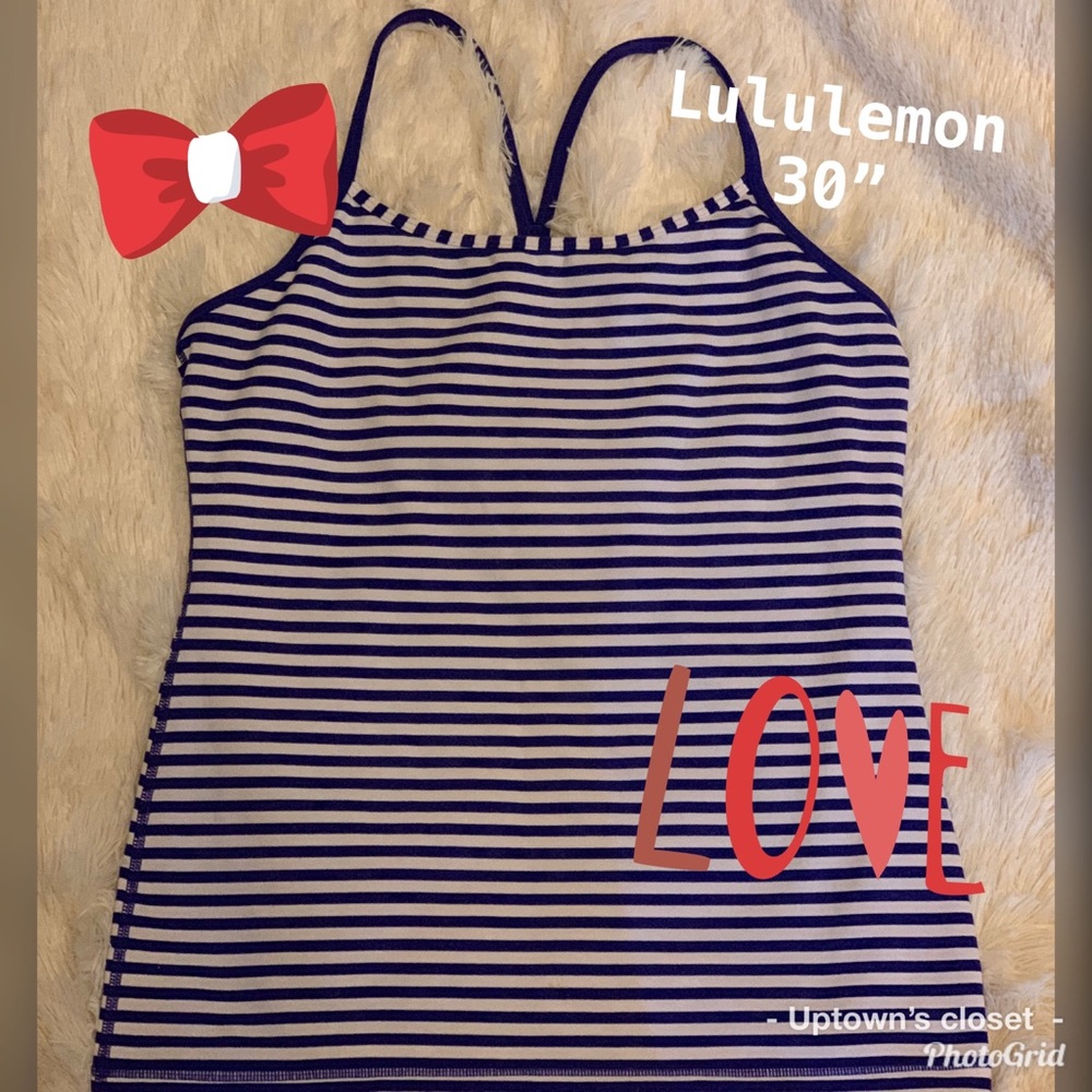 Lululemon athletica sports tank top blue stripes - Picture 2 of 7